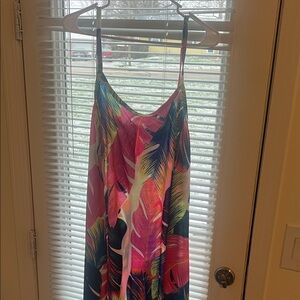 SHEIN Pink Tropical Print Maxi Dress